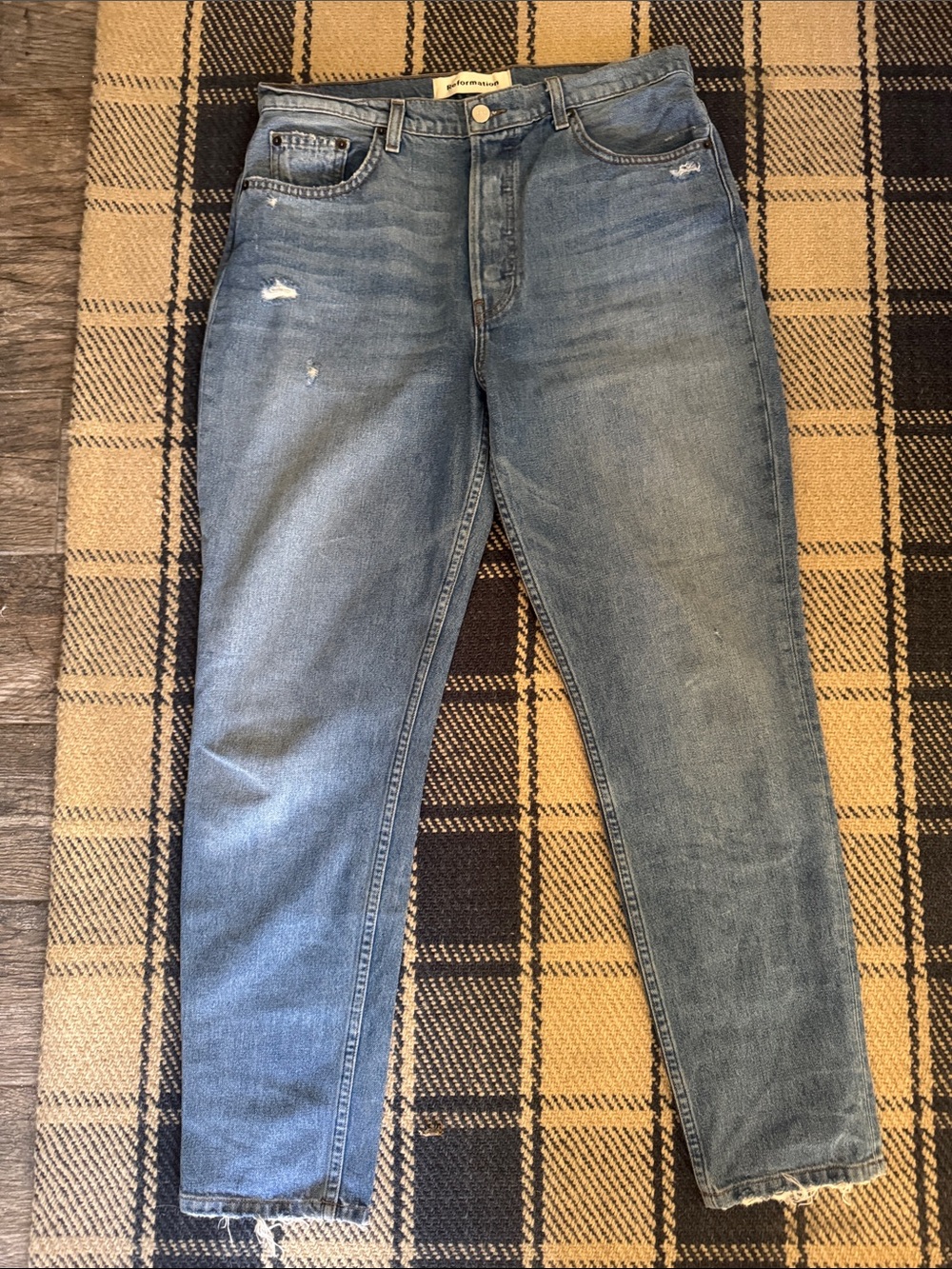 Reformation High-Rise Light Blue Distressed Jeans